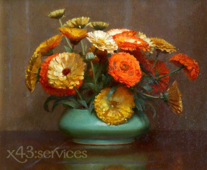 William Logsdail - Stillleben von Blumen in einer gruenen Vase - Still Life of Flowers in a Green Vase - zum Schließen ins Bild klicken